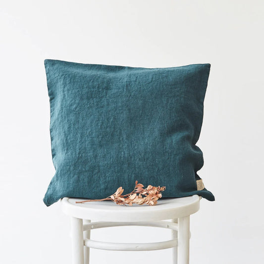 Linen Tales %uyum_store% Deep Water Linen Cushion Cover Cushion Cover