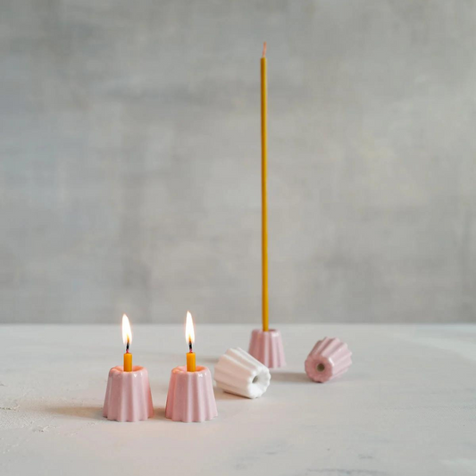 OVO Things %uyum_store% Canelé Porcelain Candle Holder | Pink Candle Holders